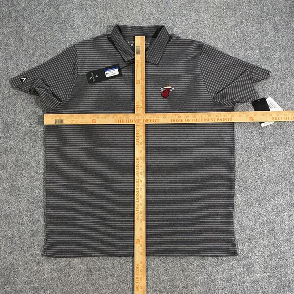 Miami Heat Antigua Striped Polo Adult X-Large XL Gray Embroidered NBA Basketball - Picture 10 of 16